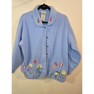 Northern Reflections‎ Vintage Garden Cottage Embroidery Fleece Jacket Size L